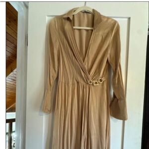 Zara Beige Long Sleeve Dress